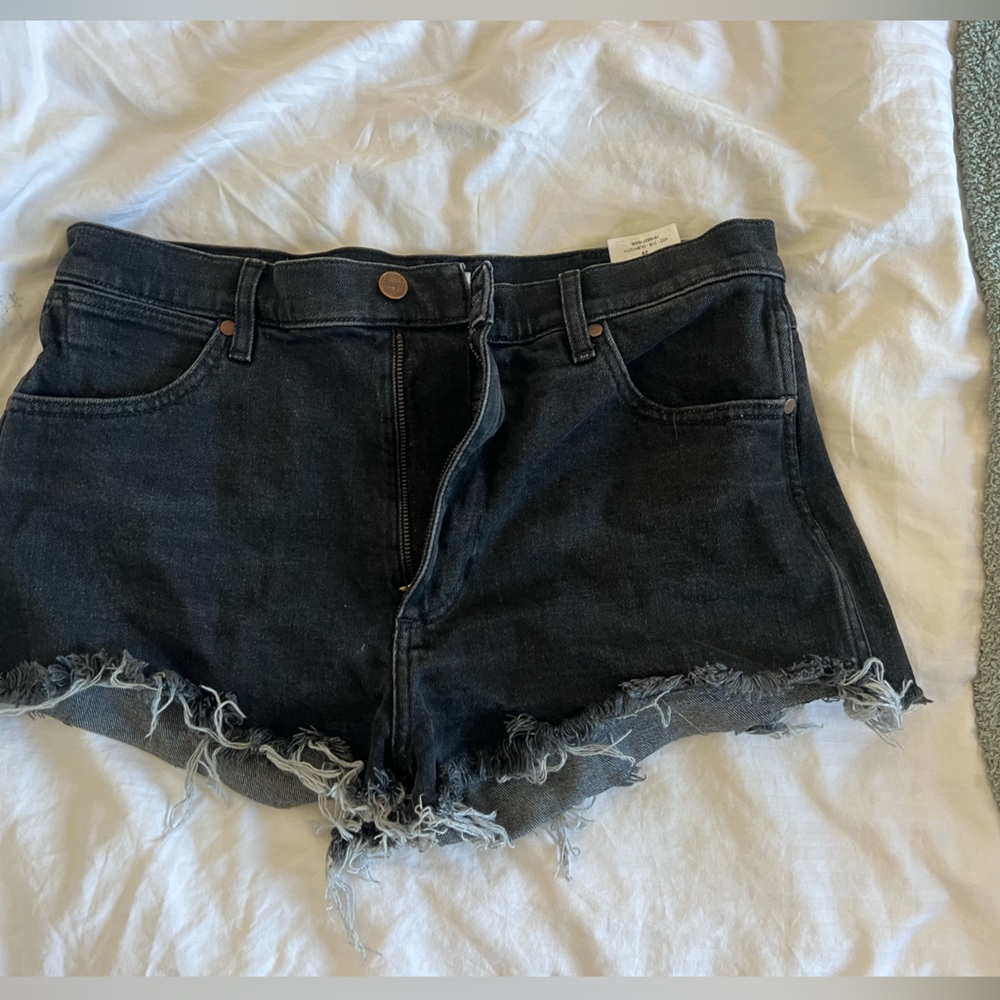 Wrangler black cutoff jean shorts, size 29